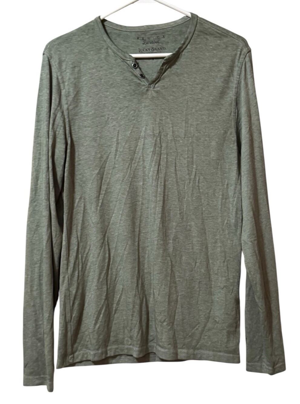 Lucky Brand Venice Burnout Henley Shirt Men Size Small Lightweight Breathable